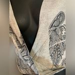 Dots gray/black paisley plunging vneck sweater blouse Black Size L Photo 2