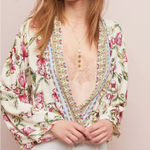 Anthropologie Idalia Floral Jacket Kimono OS One Size Women's Blouse Top Shirt Photo 0