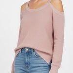 Michael Kors Pink Cold Shoulder Sweater Metallic Knit Pullover Size S Photo 0