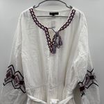 Lane Bryant  Boho White & Purple Embroidered Tassel Midi‎ Dress Sz 26 NEW Photo 3