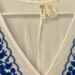 Japna Women’s  White Sheer Tank w/ Blue Trim Size SMALL Photo 2