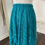 Vivimos Teal Blue Witchy Whimsygoth Sheer Lace Asymmetric Ruffle Midi Skirt S Photo 2