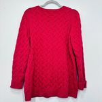 Lands' End  Drifter Bright Red Long Sleeve Cable knit Sweater Fisherman Cabin Med Photo 1