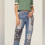 Maje Pandana Jeans Distressed Denim Patchwork Quilt Bandana Print Patches FR40 8 Photo 0