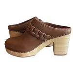 Dolce Vita Hila Brown Leather Braided Block Heel Mule Clogs Photo 3
