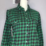 Sundance  green casual plaid button down flannel shirt Photo 2