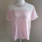 Old Navy 🦄  / L / Pink and White Boyfriend Tee Photo 0