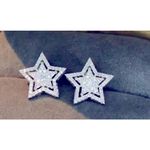 Boutique Large‎ Sparkling Star Earrings | White Gold Plated Silver Photo 9