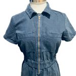 J.Crew Dress Women Blue Navy Half Front Zip Chino Utility Dress Size 4 Photo 3