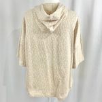 SMF New  Metallic Hooded Top Abstract Knit Short Sleeve Pullover Cream Gold Photo 7