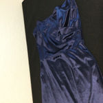 Strapless Navy Blue Satin Formal Dress Gown Slit Sexy Elegant Party Cocktail Size XL Photo 5