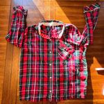 Victoria's Secret  Red Plaid Long Sleeve Button Down Christmas Pajama Top Size L Photo 7