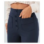 Halara  High Waisted Button Multiple Pockets Straight Leg Casual Pants Sz Small T Photo 7