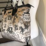 Coach Vintage Horse & Carriage Tan Satin Shoulder Bag Black Leather Straps Photo 11