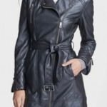 Newport News Women's 90s leather black trenchcoat size 6 Photo 0