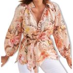 Boston Proper  Size Small Ipanema Orchids Print Linen Blend Tunic Top Tropical Photo 1