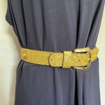 None Glittery Gold Womens Belt Size Small Jewel Medallions L Gold Buckle 1.75" Retro Photo 1