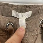 Eileen Fisher Brown 100% Linen Zipper Detail Cropped Pants Size Large Photo 2