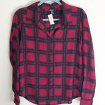 Buffalo David Bitton  Plaid Blouse Magenta Eggplant Size Medium Photo 0