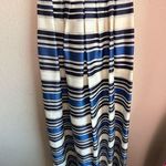 Theia Navy & White Nautical Stripe Jacquard Taffeta Full Skirt Formal Gown 4 Blue Photo 3