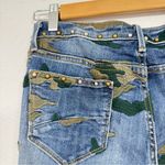 Driftwood  High Rise Camo Embroidered Studded Raw Hem Blue Jeans Womens 28 Jackie Photo 7