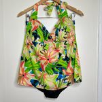 Jaclyn Smith  one Piece Swim Suit Women’s Size 14 Tropical Floral Print Lillies Photo 0