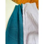 BUSAYO X RTR Teal Lilac Colorblock 100% Wool Button Down Rib Sweater Dress XS Purple Photo 7