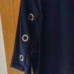 AUW Women's Navy Top with Eyelet Sleeves Blue Size M Photo 1