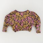 Free People Balloon Sleeve Keyhole Top Floral Embroidered Cotton Sz L Photo 5