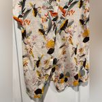 Rachel Zoe Size S Cream Tropical Print Asymmetrical Wooden Button Back Top Photo 7
