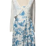 Joie NWT  COTTON SQUARE NECK 2In One Shrug Midi Dress Tree  Tree Parrot Building Photo 4