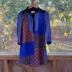 Moulinette Soeurs Anthropologie Foulard Silk Shirt Dress Blue Size XS Photo 2