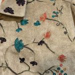 Chico's  LIGHT TAN SUEDE LEATHER JACKET WITH ALL OVER FLORAL EMBROIDERY- SIZE 1 Photo 2