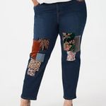 LOGO By Lori Goldstein  Velvet Patch Embellished Mid Rise Jeans Photo 0