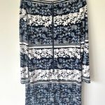 Eliza J  Blue White Floral Shift Dress Long Sleeve Stretchy Lined Wedding Modest Photo 6