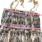 Karen Millen  Placed Border Print Tie Strap Metallic Smocked Midi Dress US 20 Photo 13