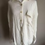 Blu Pepper White Relaxed Beachy Oversized Crinkle Button Down Blouse Women’s S Photo 0
