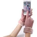 Women's Pink Cold Weather Warm Ladies Girls Ski Snow Gloves Touch Screen Photo 3