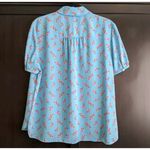 Anne Klein EUC Sz L Short Sleeve Preppy Chic Career Academia Floral Blouse Corp Photo 4