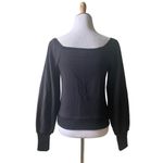 Rebecca Minkoff  Ariel Square Neck Puff Sleeve Sweatshirt in Black XS Photo 4
