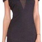 Halston Heritage  Black Mesh Panel Off Shoulder Dress Celebrity Size S Photo 0
