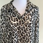 Theory Leopard Print Silk Button Up Shirt Size Medium Photo 6