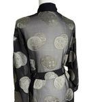 Vintage 90's Josie Robe One Size Sheer Satin Trim Kimono Medallion Lingerie Black Photo 5