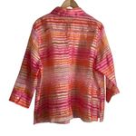 Valerie Stevens Valerie Steven’s Women Top 3X Colorful Button Up Sheer Whimsical Abstract Artsy Photo 2