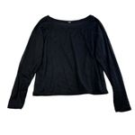 Lululemon  Athletica Sz 8 Top Lean In Long Sleeve Black Sheer Striped Mesh FLAWS Photo 1