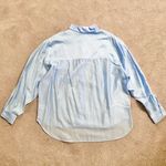A New Day  Long Sleeve Button Down Boyfriend Shirt Subtle Sheen Blue Size Large Photo 8