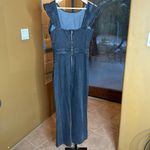 Ruffled Jumpsuit Wide Leg Washed Black Denim Size Small Photo 2