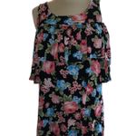 easel blouse cold shoulder short sleeve floral print ruffled loose fit Sz large Photo 0