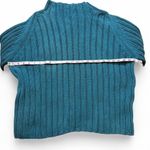 Eddie Bauer Vintage Teal Blue Chunky Ribbed Mock Neck Sweater Photo 6