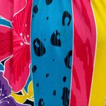 Vintage 80s Mumu Mini Dress Tropical Floral Colorblock Stripe Animal Print Aline Blue Size 16 Photo 5